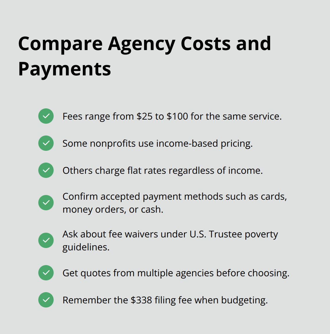 Key cost and payment factors when choosing an approved credit counseling agency in Florida - bankruptcy chapter 7 credit counseling