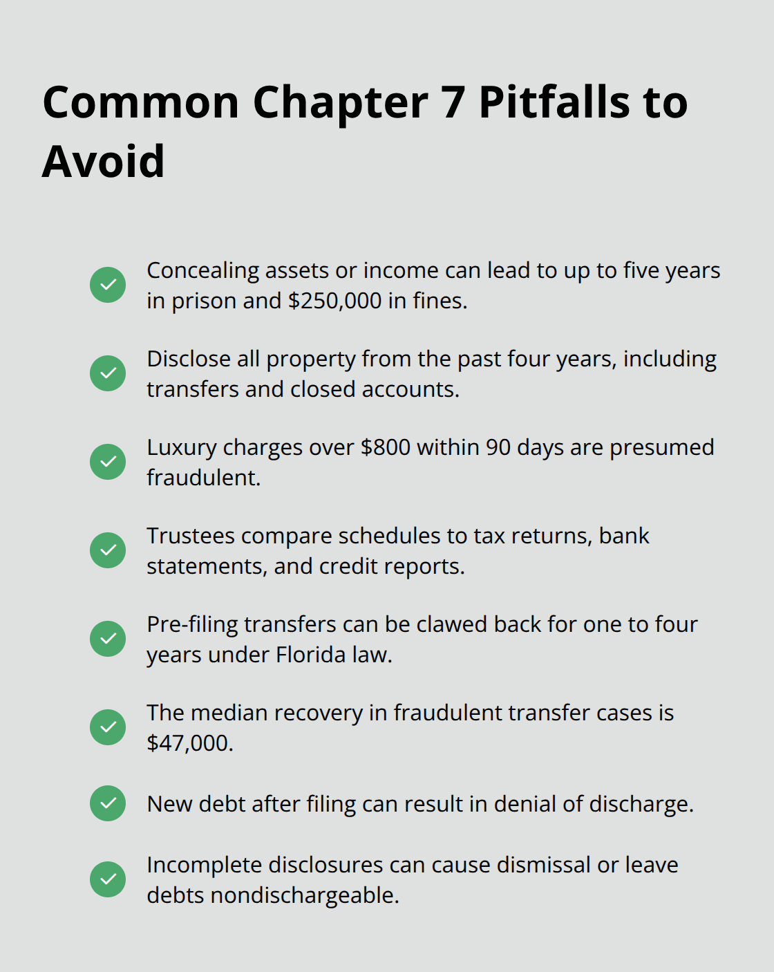 Checklist of frequent Chapter 7 mistakes and red flags in Florida cases - bankruptcy rules chapter 7