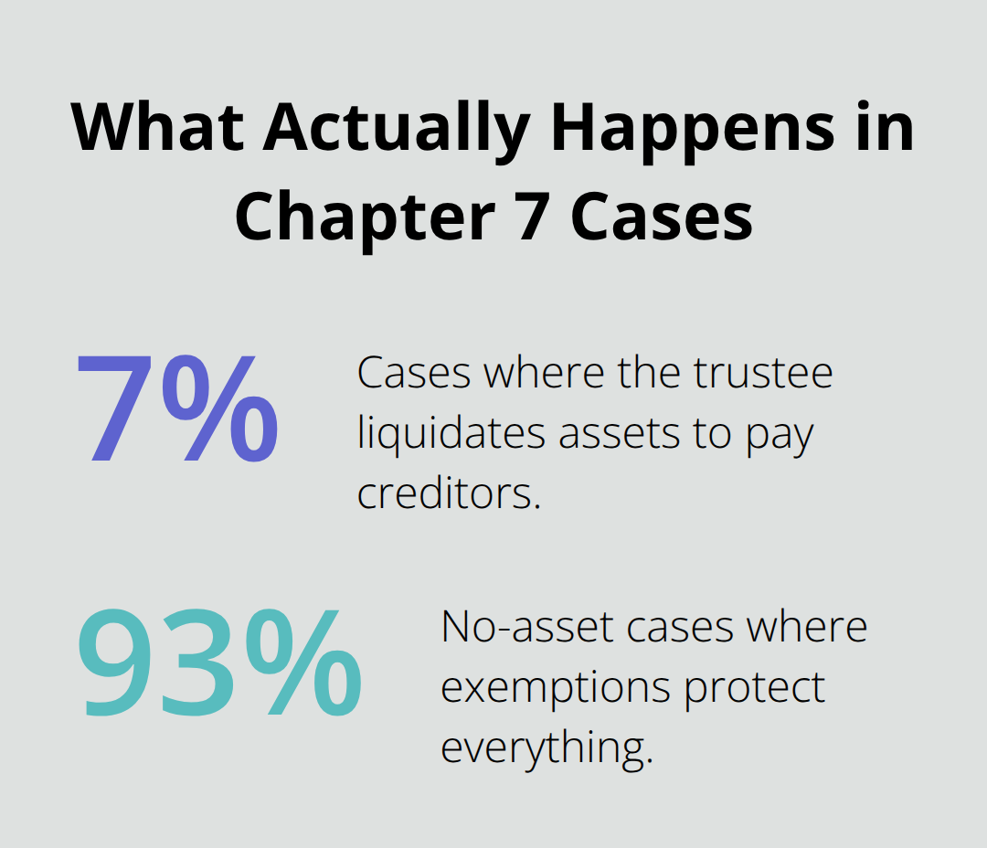 Breakdown of Chapter 7 cases with and without liquidable assets - Chapter 7 assets protection