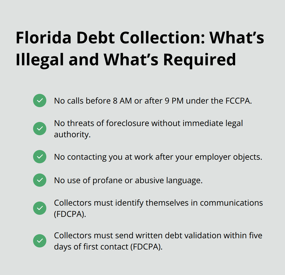 Checklist of prohibited debt collection practices in Florida and required federal disclosures. - Chapter 7 creditor harassment
