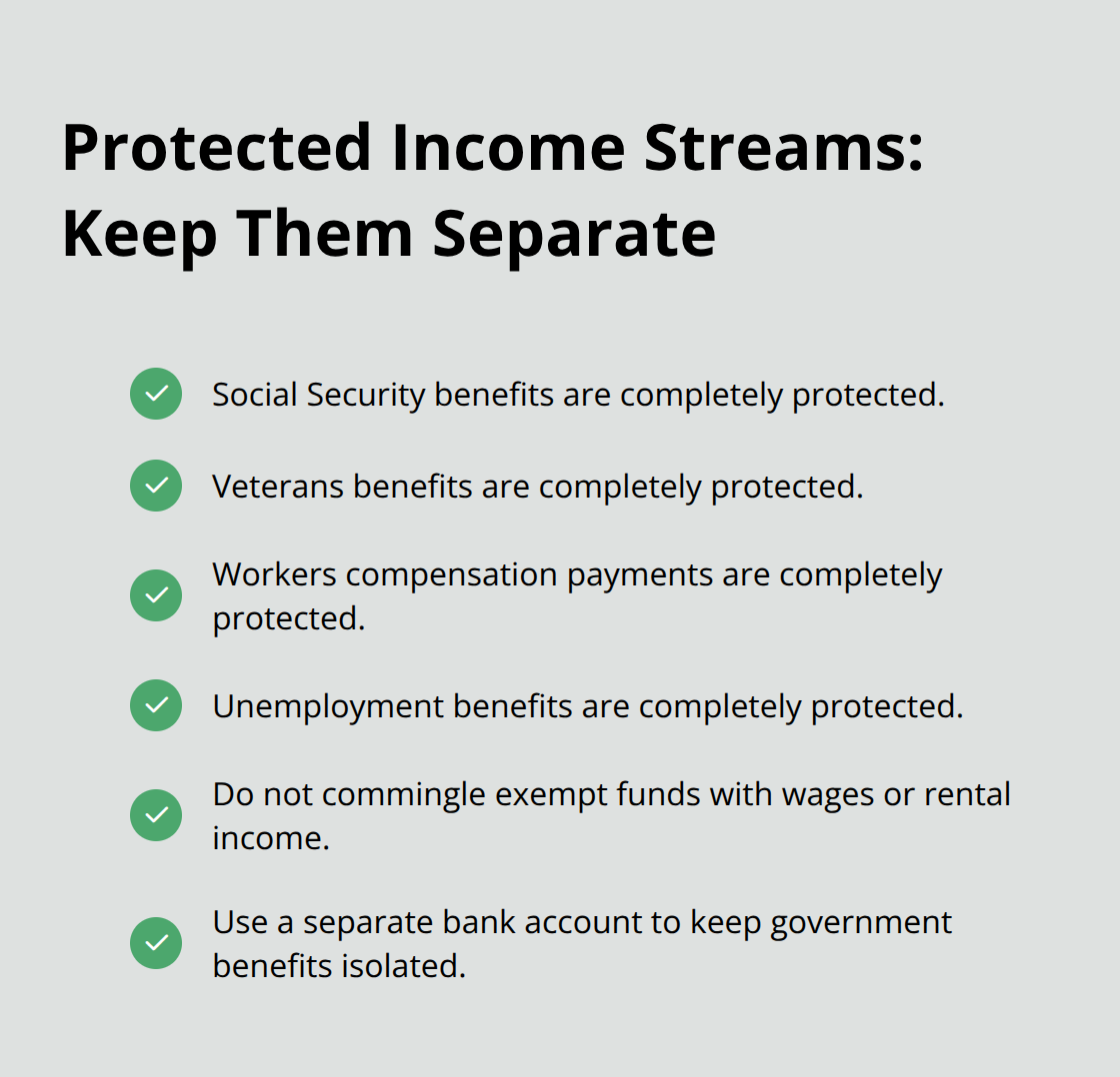 List of protected benefits in Florida Chapter 7 and the key rule to avoid commingling funds - Chapter 7 Florida exemptions