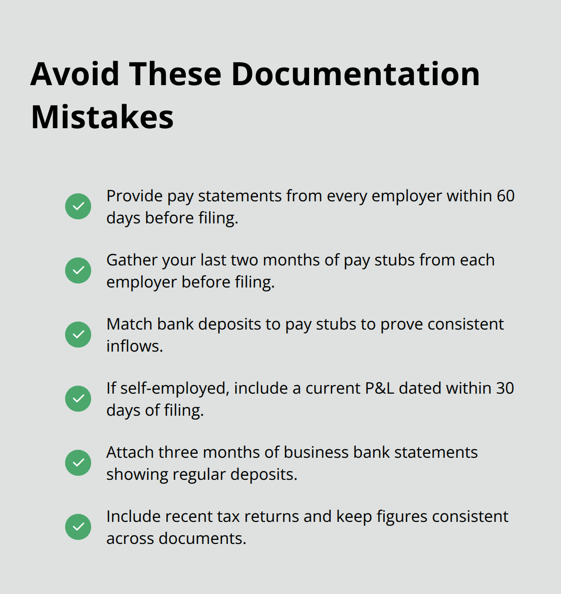 Checklist to prevent delays and objections in Florida Chapter 7 income documentation. - Chapter guidance
