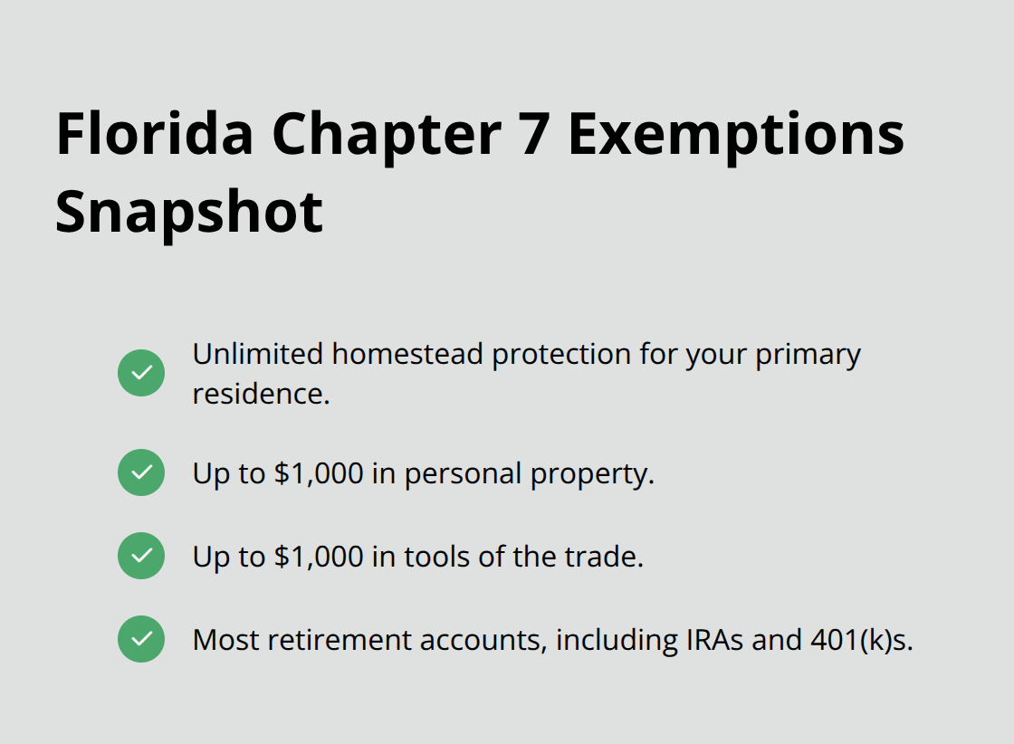 Quick view of key Florida Chapter 7 exemptions - Debt forgiveness Chapter 7
