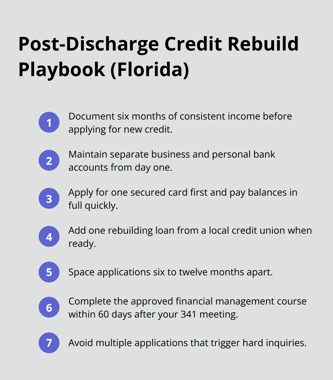 Steps for self-employed filers to rebuild credit after Chapter 7