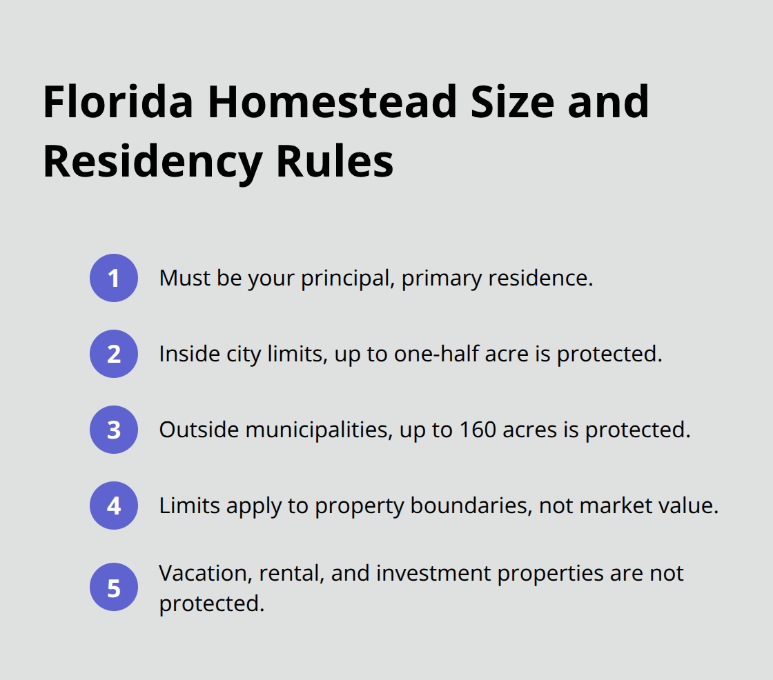 Quick facts: Florida homestead size limits and residency requirements