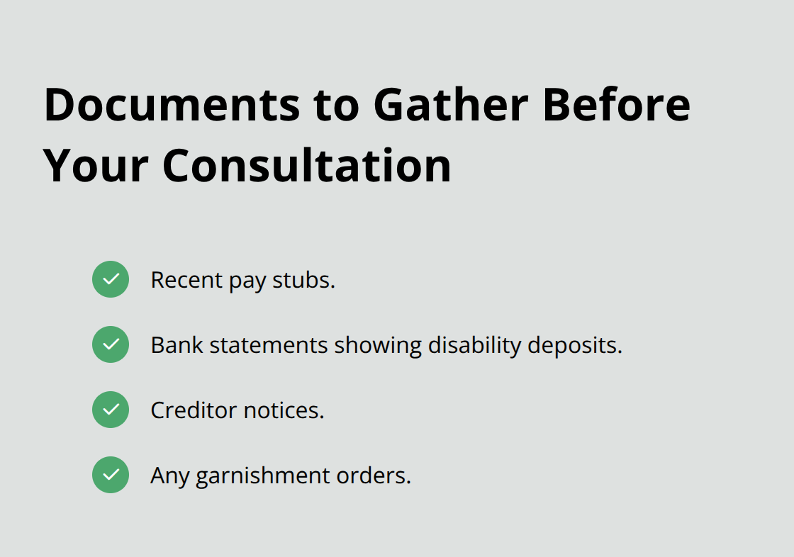 Checklist of documents to collect before contacting Harnage Law, PLLC. - File bankruptcy