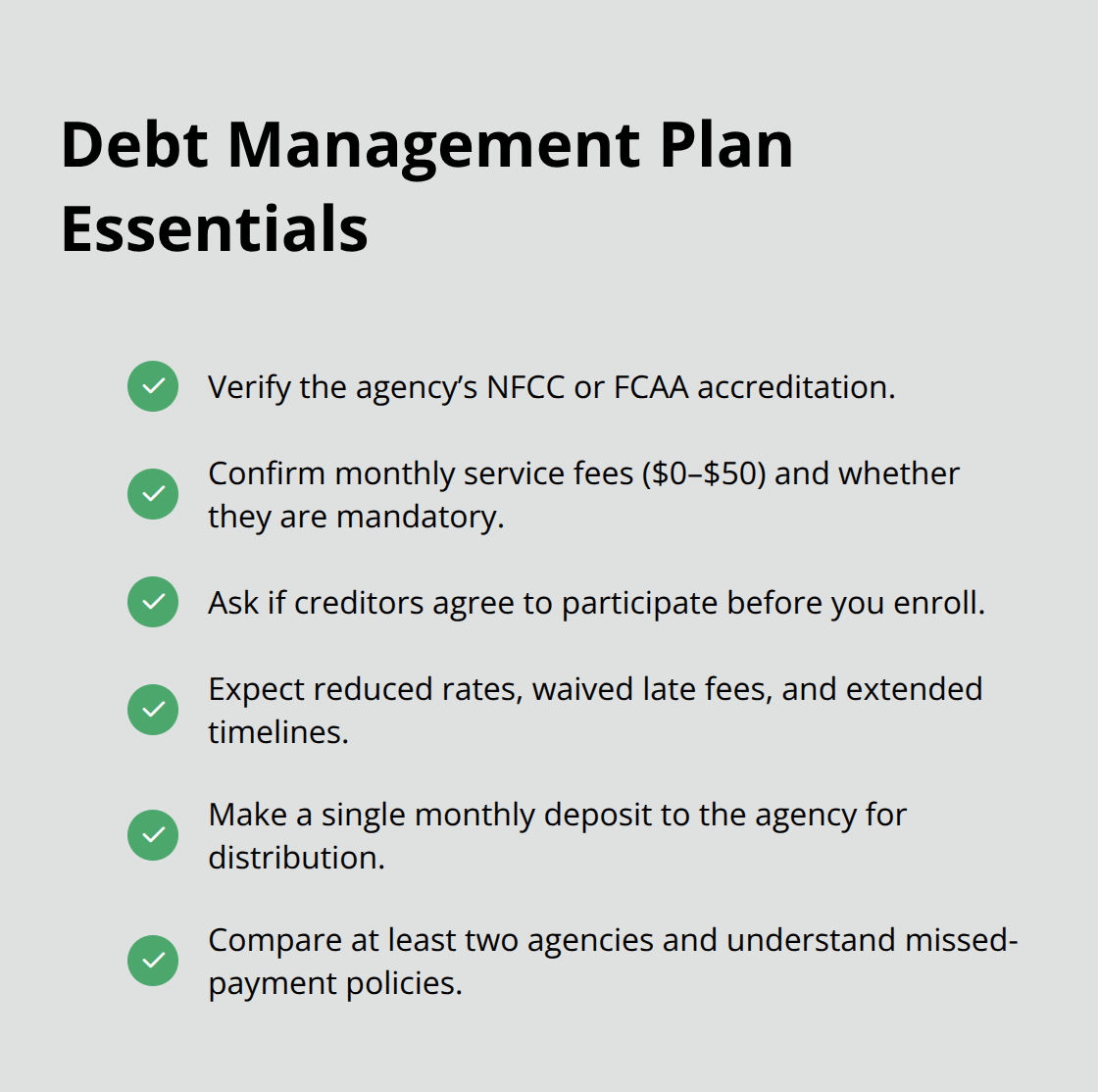 Key points to review before enrolling in a DMP - Florida debt relief options