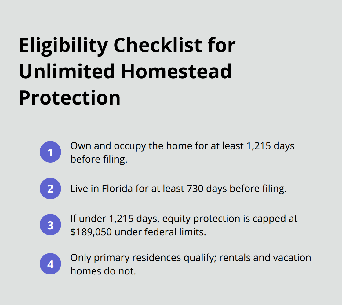 Requirements to qualify for Florida19s unlimited homestead exemption in Chapter 7 - Homestead exemption Florida