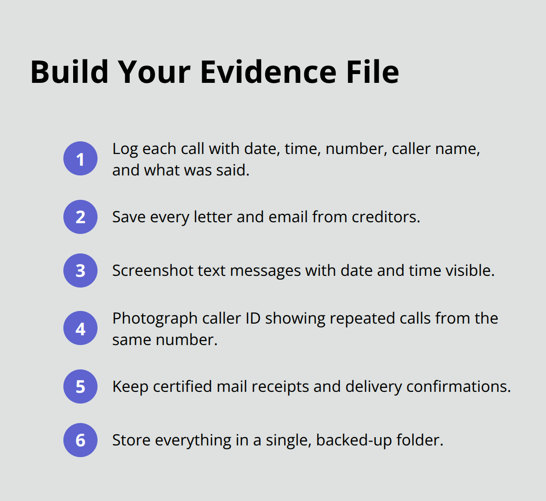 Compact checklist of documentation steps to support harassment claims