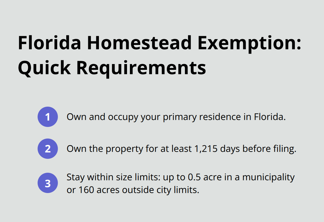 Quick checklist of Florida homestead exemption requirements for Chapter 7 protection