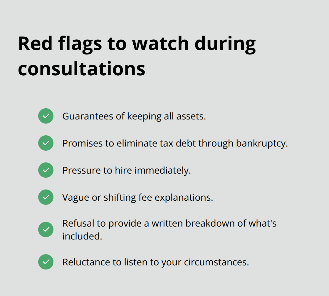 Checklist of attorney red flags when hiring a Florida Chapter 7 lawyer - local florida bankruptcy attorney