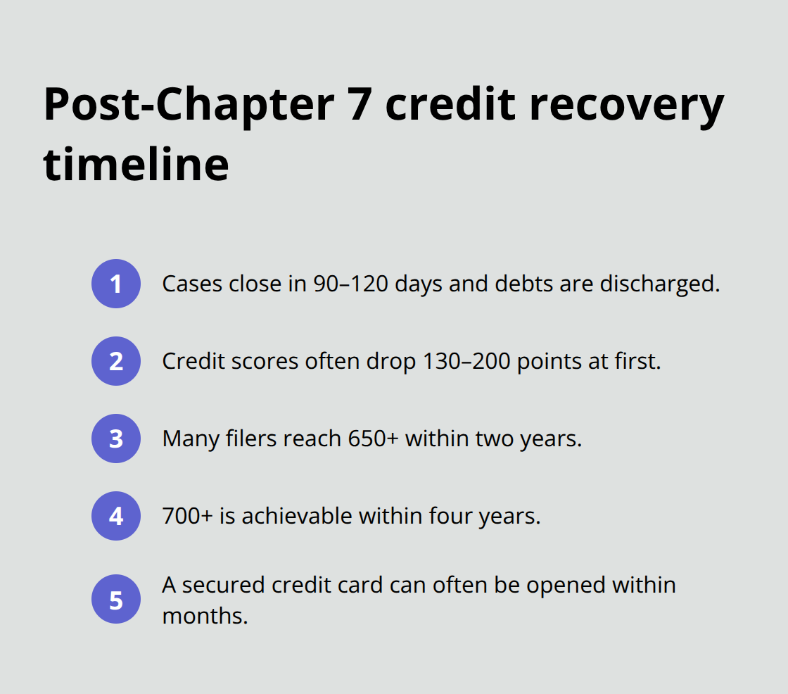 Typical U.S. credit score changes and milestones after Chapter 7 bankruptcy